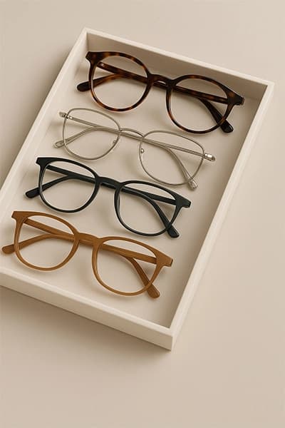 Guía de materiales de las monturas: comparación completa entre acetato, titanio, TR90 y otros